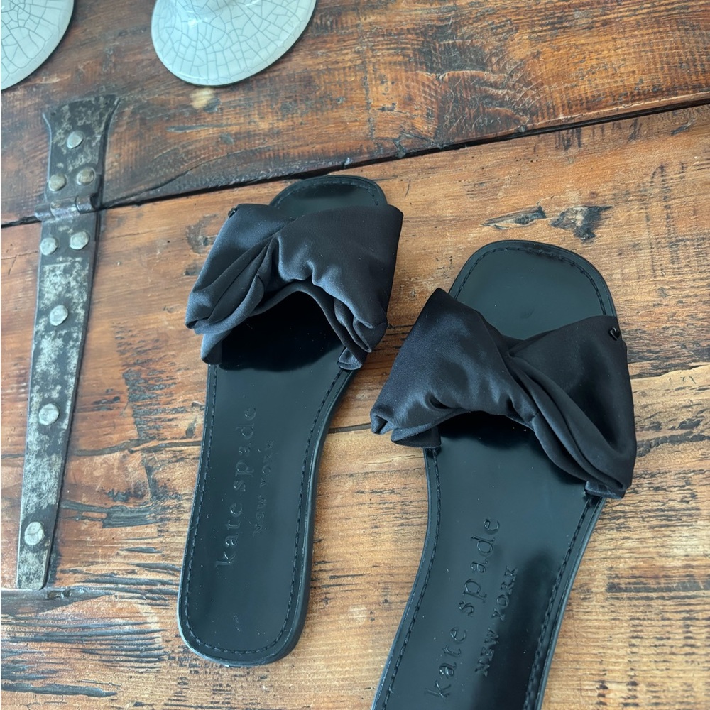Kate Spade Black Ruffle Slide Sandals